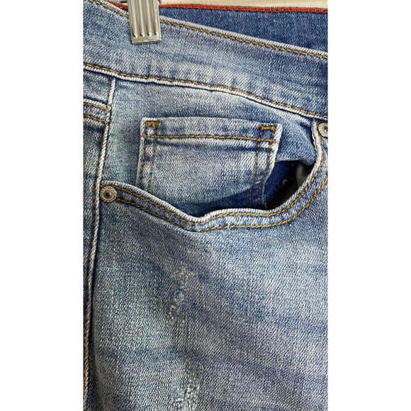 TheMogan Jeans‎ Frankie Low Rise Girlfriend Distressed Rip Roll Up Blue Size 13 - Picture 4 of 9